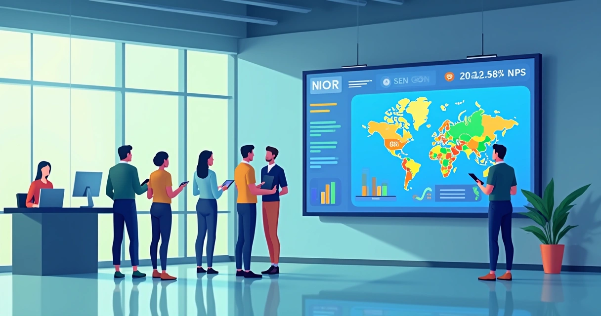 Dashboard digital mostrando respostas do NPS em tempo real