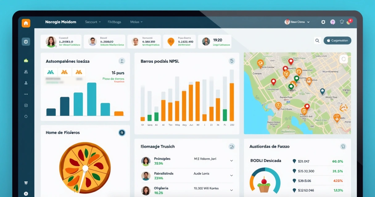 Dashboard colorido de resultados de NPS e avaliações do TripAdvisor 