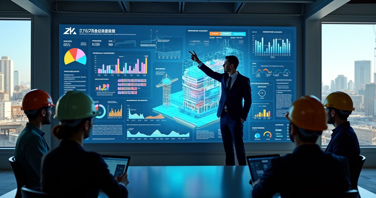 Dashboard digital de obra com gráficos e cronograma 
