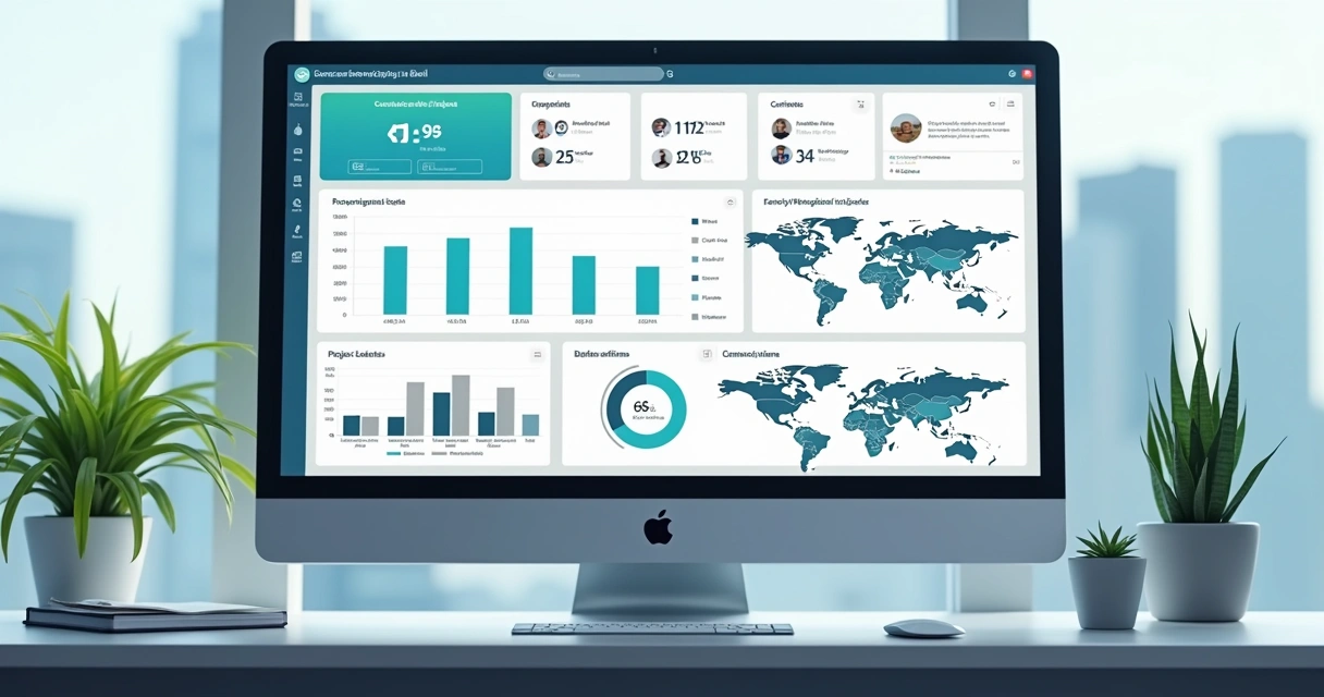 Dashboard de obras e projetos de construção civil com gráficos e indicadores 