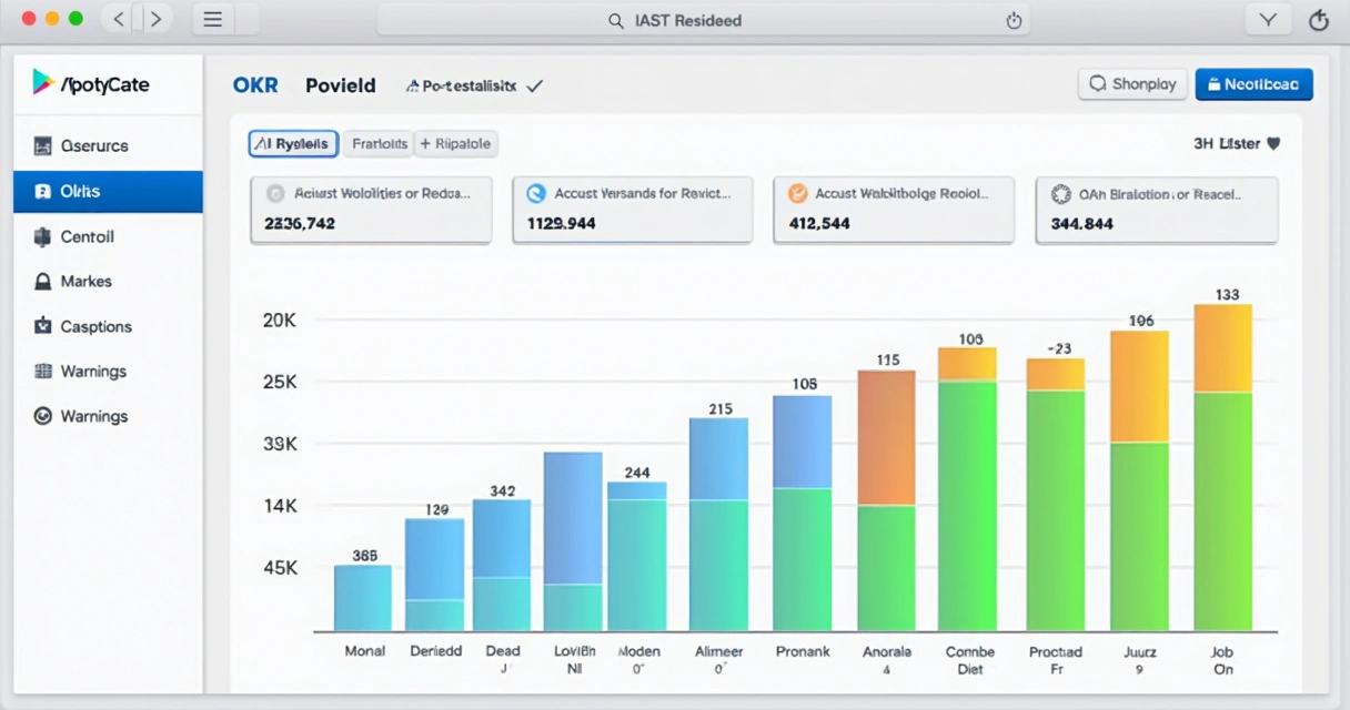 Dashboard simples exibindo progresso semanal OKR de uma equipe 