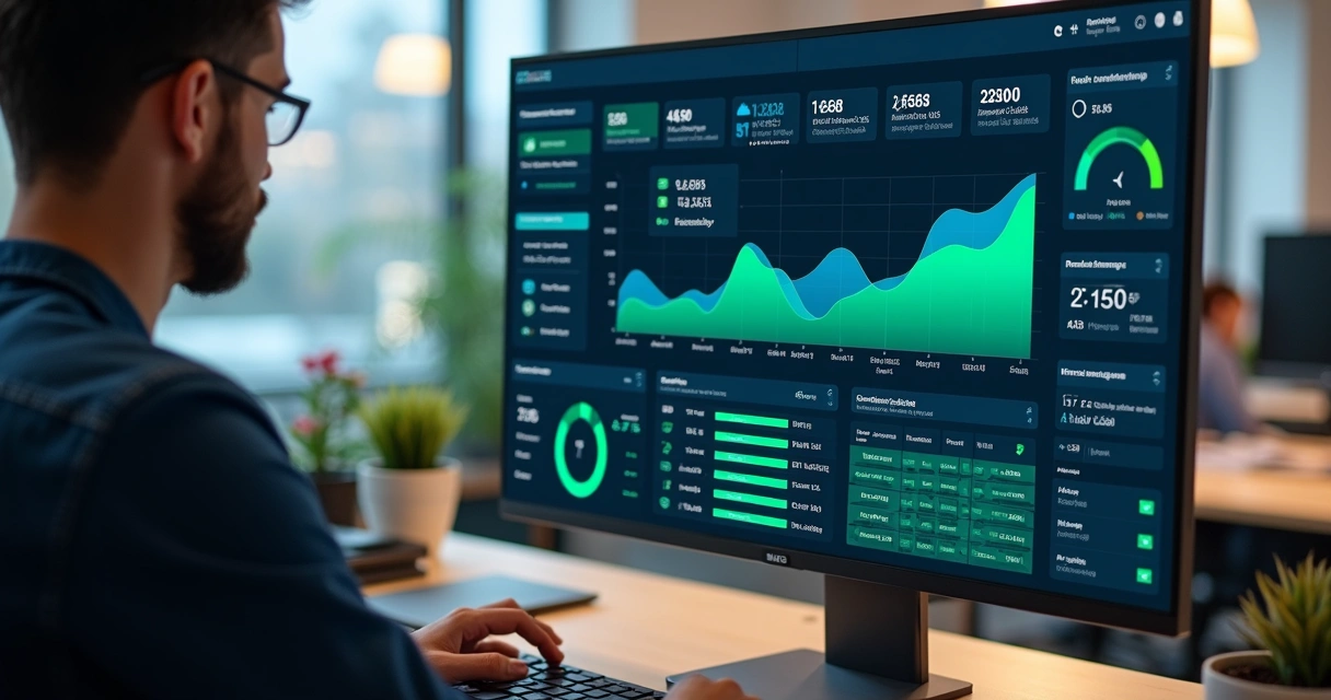 Dashboard financeiro integrado mostrando múltiplas contas bancárias e fluxos de dados em tempo real 