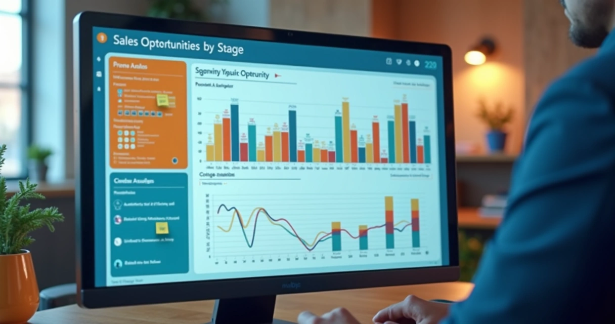 Dashboard colorido de oportunidades no CRM pré-vendas 