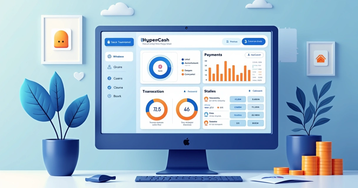 Painel de controle HyperCash mostrando dados de pagamentos e taxas 
