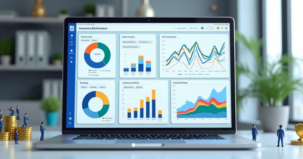 Parcerias no setor de seguros: corretores como canal Dashboard colorido com gráficos de parcerias e performance em seguros