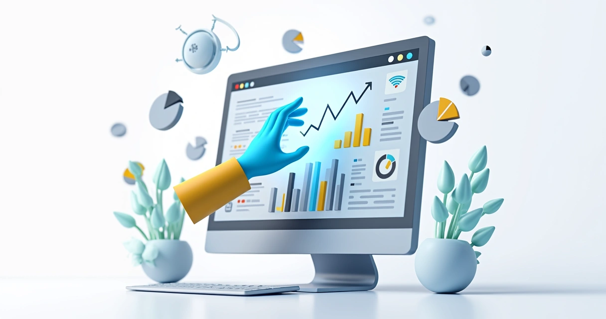Dashboard digital mostrando funil de vendas e ranking de parceiros em 3D 