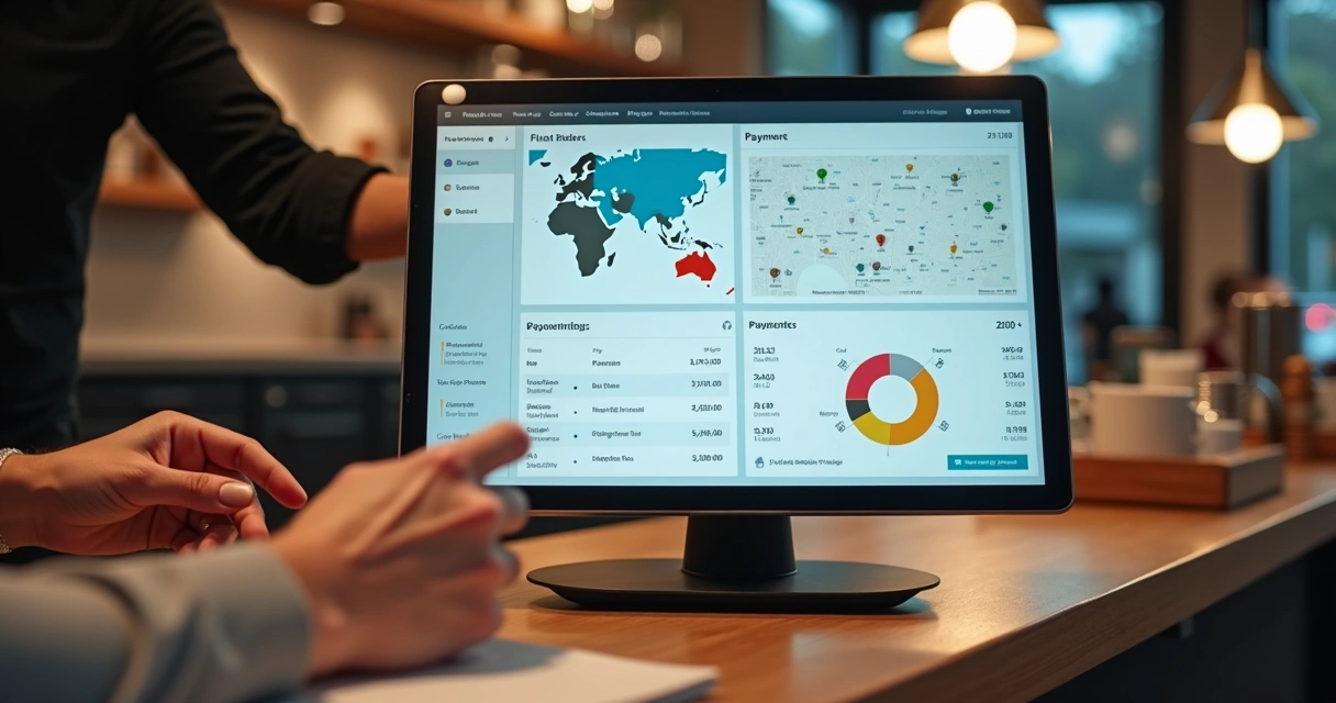 Dashboard de sistema POS para restaurante com gráficos e pedidos 