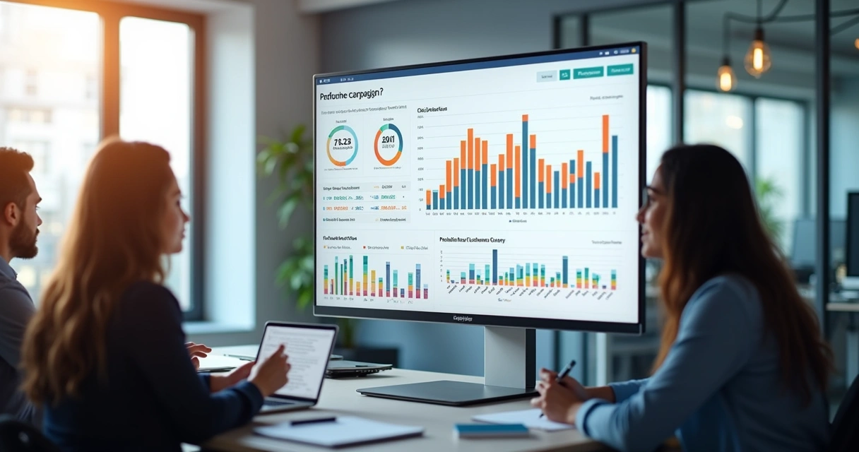 Dashboard detalhado de performance em retail media com gráficos e métricas