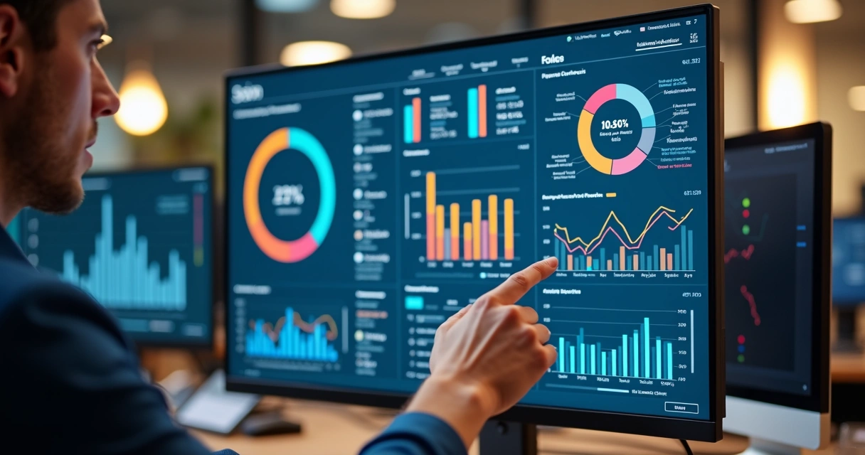 Dashboard digital com gráficos e controle integrado para empresa