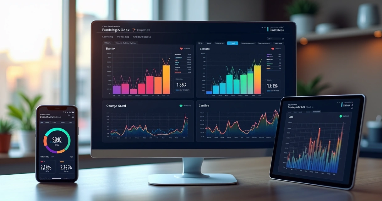 Dashboard empresarial colorido e responsivo 