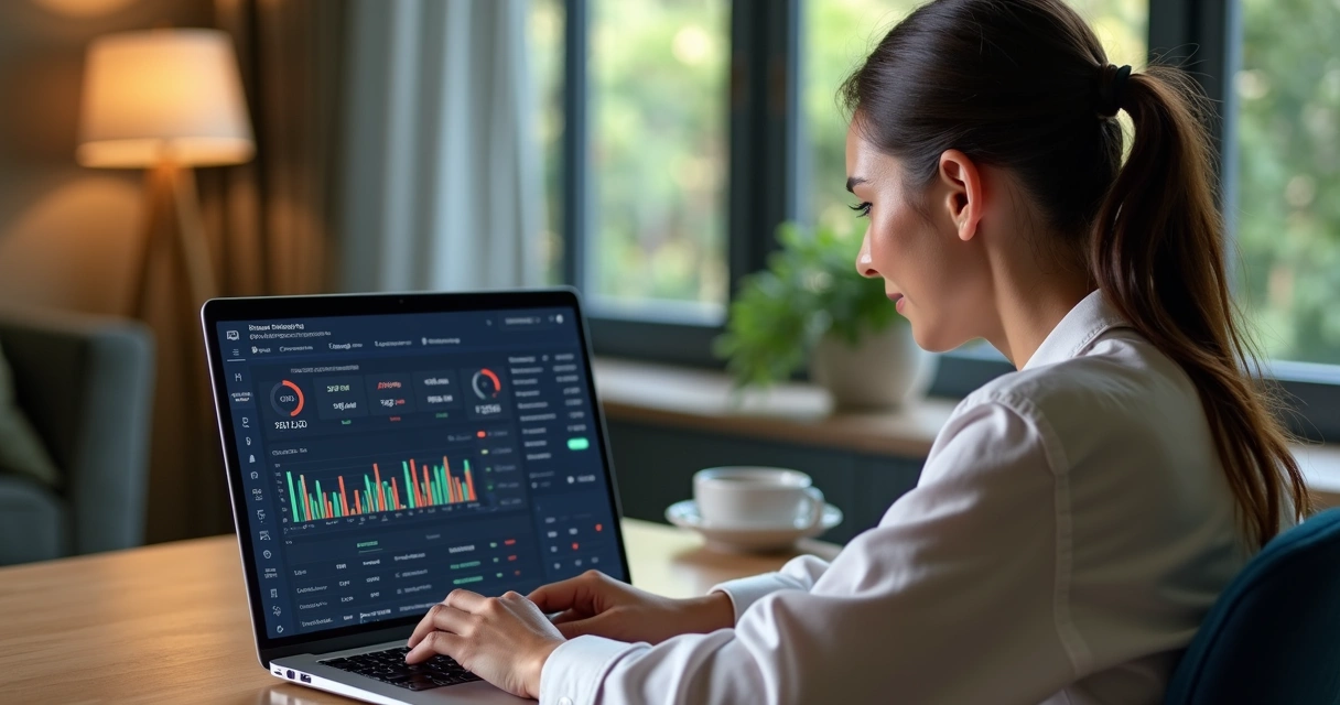 Pessoa usando dashboard de investimentos em plataforma digital 