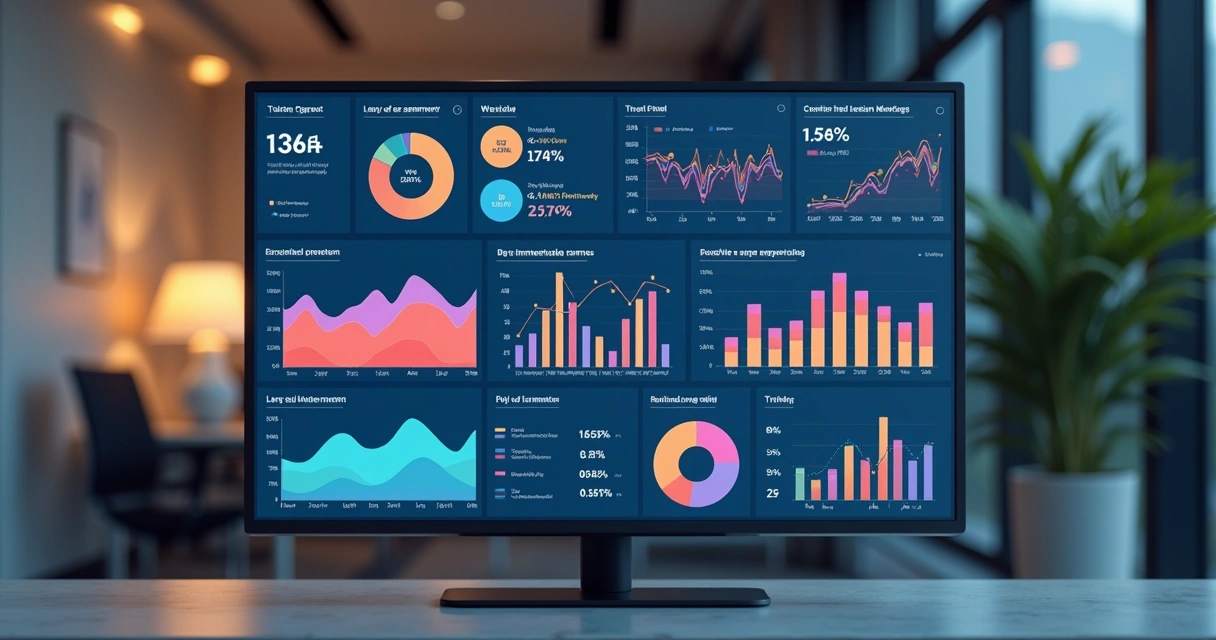 Dashboard digital de planejamento financeiro com gráficos coloridos 