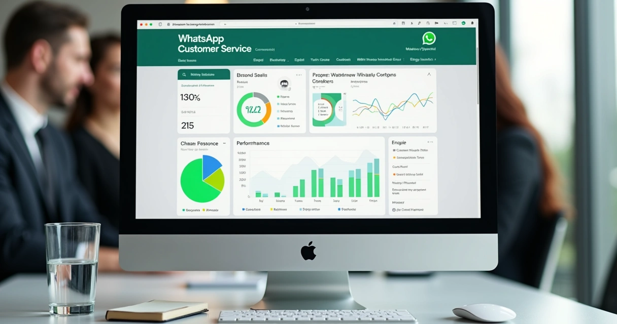 Dashboard de plataforma de atendimento com gráficos de desempenho 