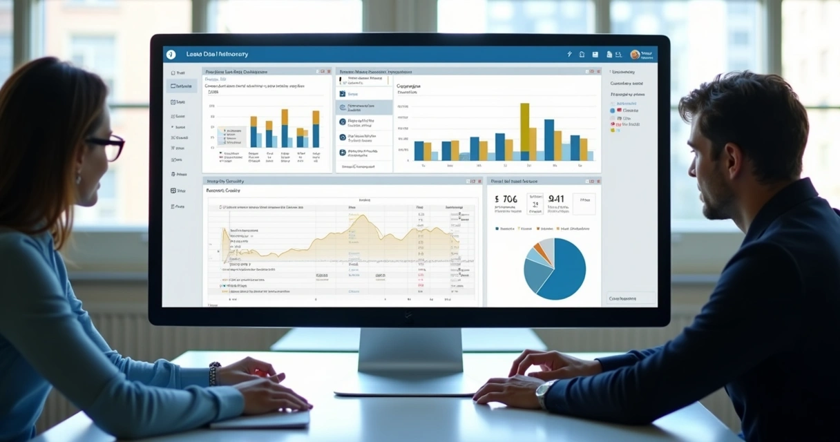 Dashboard de plataforma com gráficos de enriquecimento de leads em destaque 