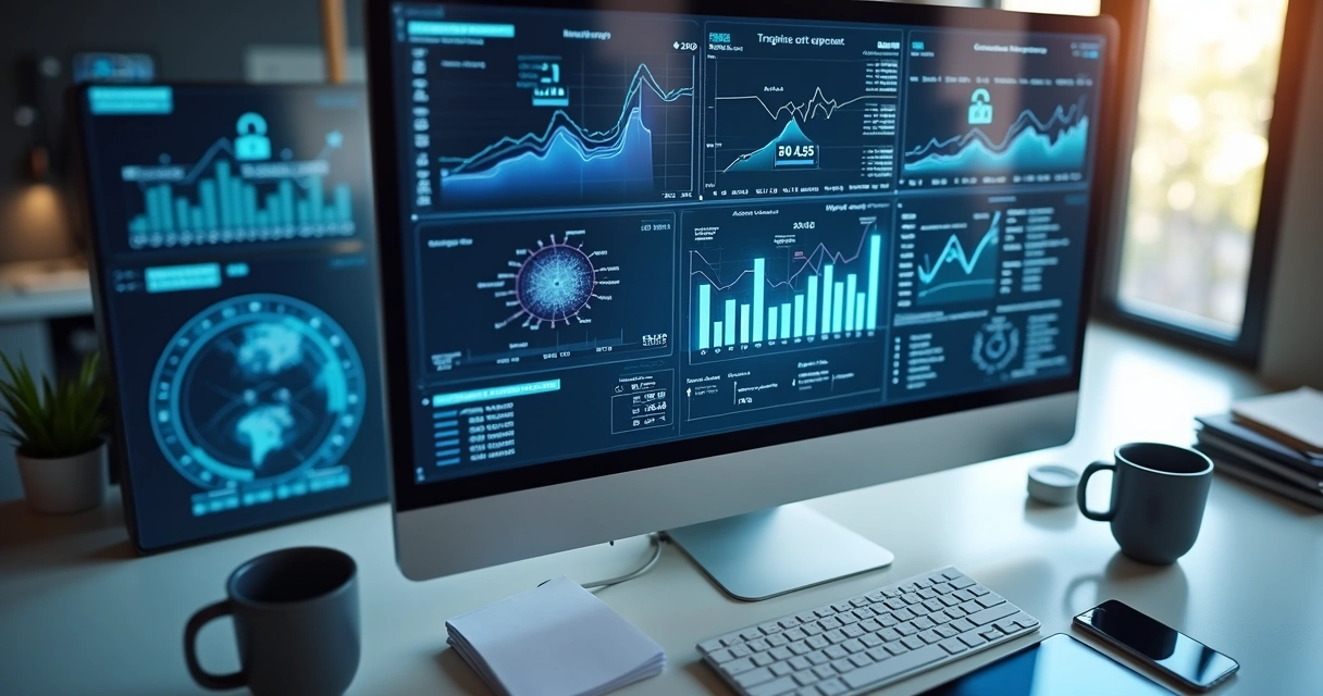 Dashboard com conexões entre sistemas ERP, CRM e IA 