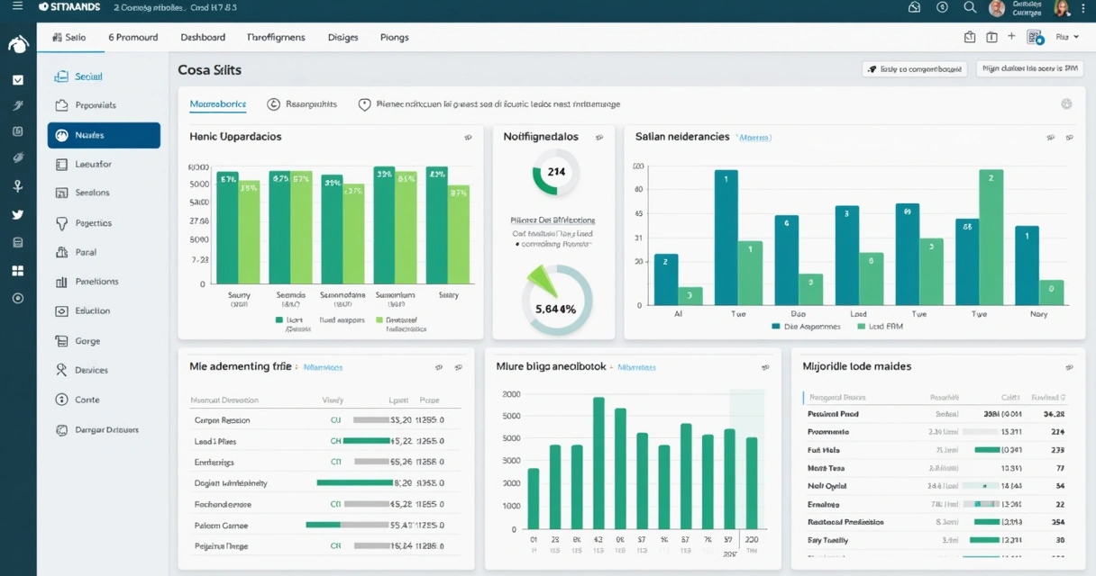 Dashboard de plataforma de prospecção B2B com gráficos 