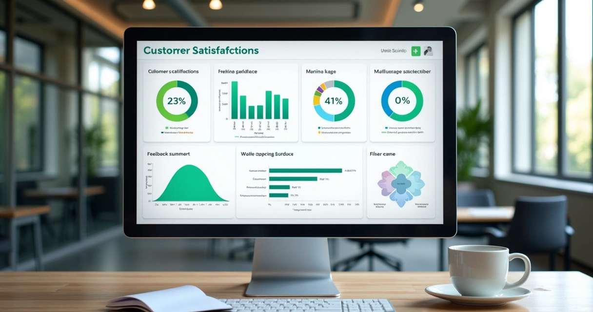Painel de plataforma de satisfação do cliente com gráficos coloridos