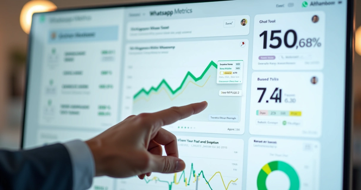 Dashboard intuitivo com métricas do WhatsApp em painel Kanban 