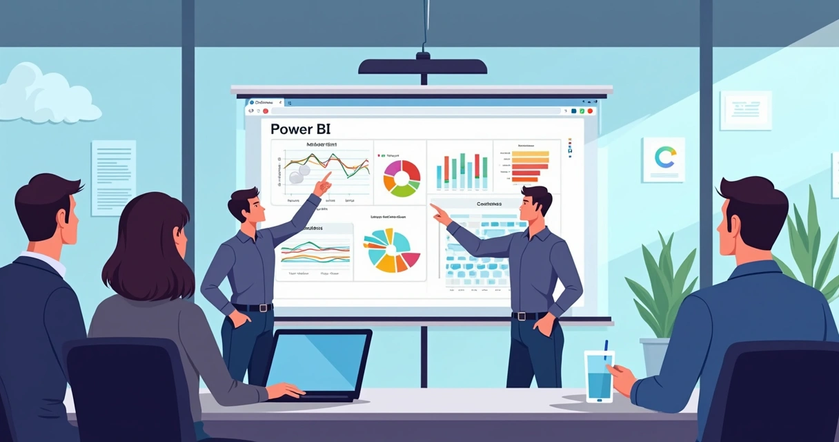 Painel corporativo do Power BI exibido durante treinamento ao vivo 