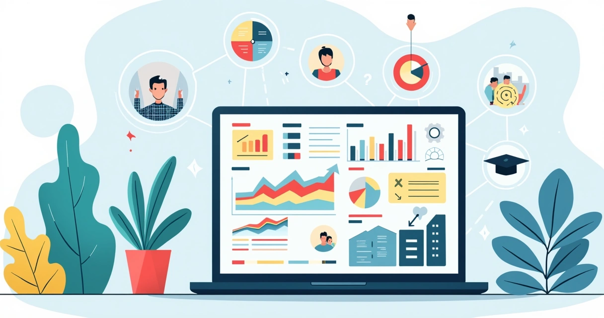 Ilustração de dashboard do Power BI conectado a diferentes áreas de negócios 