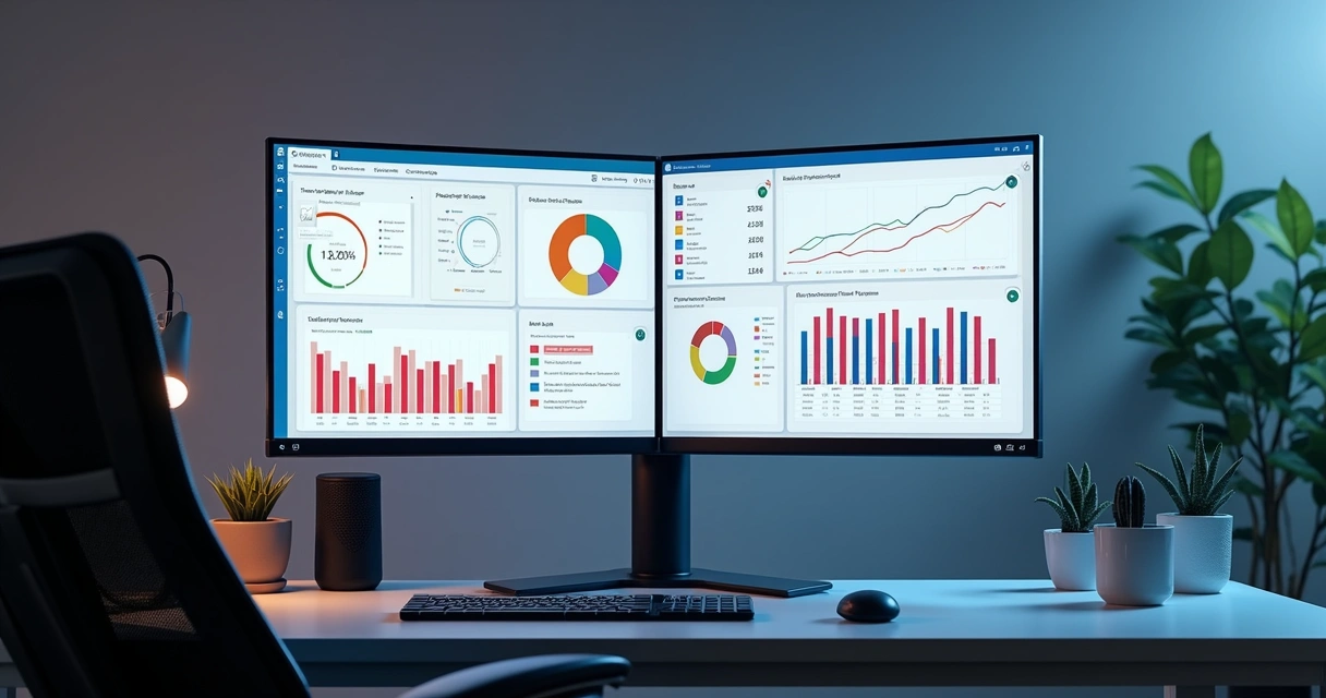 Monitor mostra comparação entre painel no Power BI e tabela do Excel lado a lado 