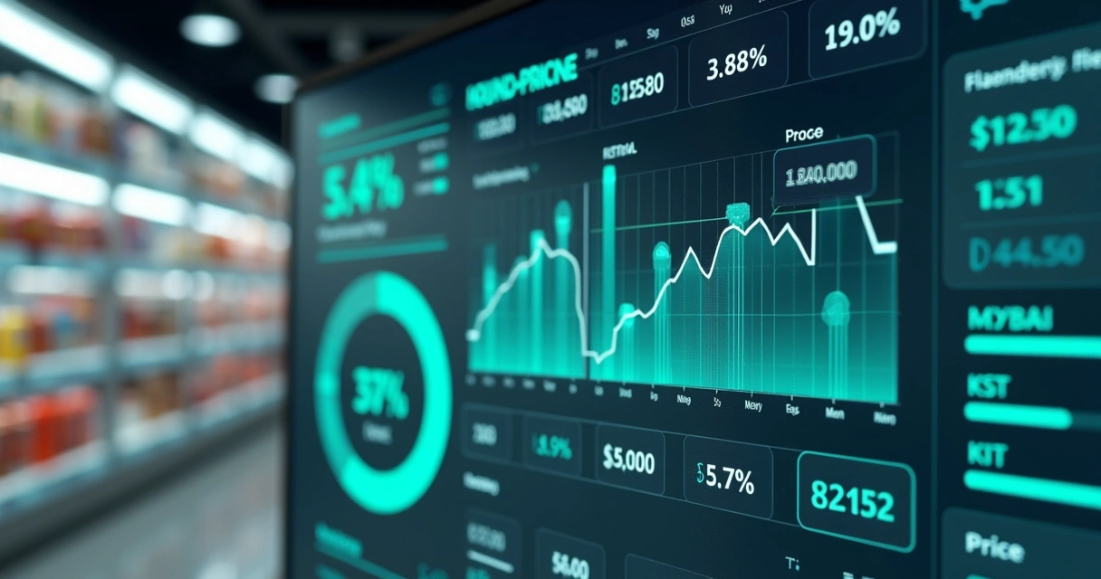 Tela de dashboard de preços dinâmicos exibindo gráficos e sugestões de valor