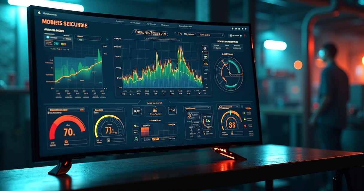 Dashboard de manutenção preditiva em tela industrial 