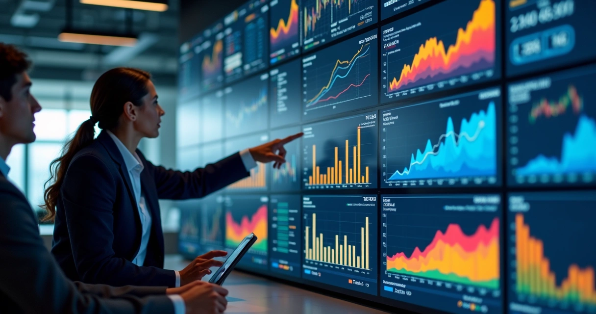 Dashboard colorido com gráficos de previsão de vendas 