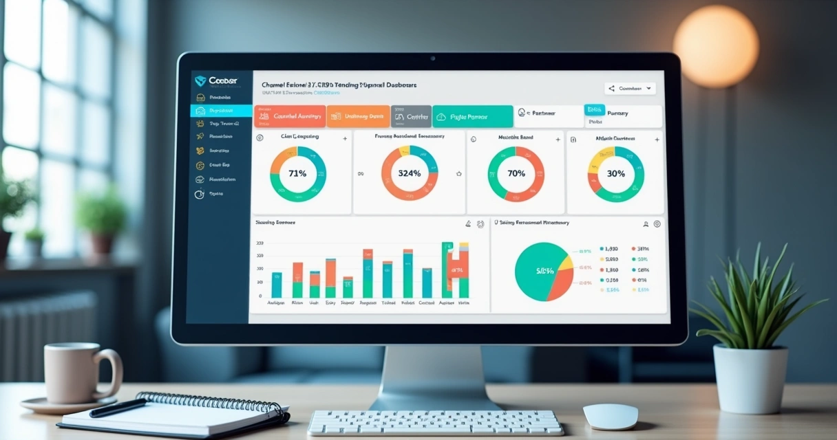 Como escolher entre CRM e PRM em 2026 Dashboard PRM exibindo funil de canais e gráficos de comissão