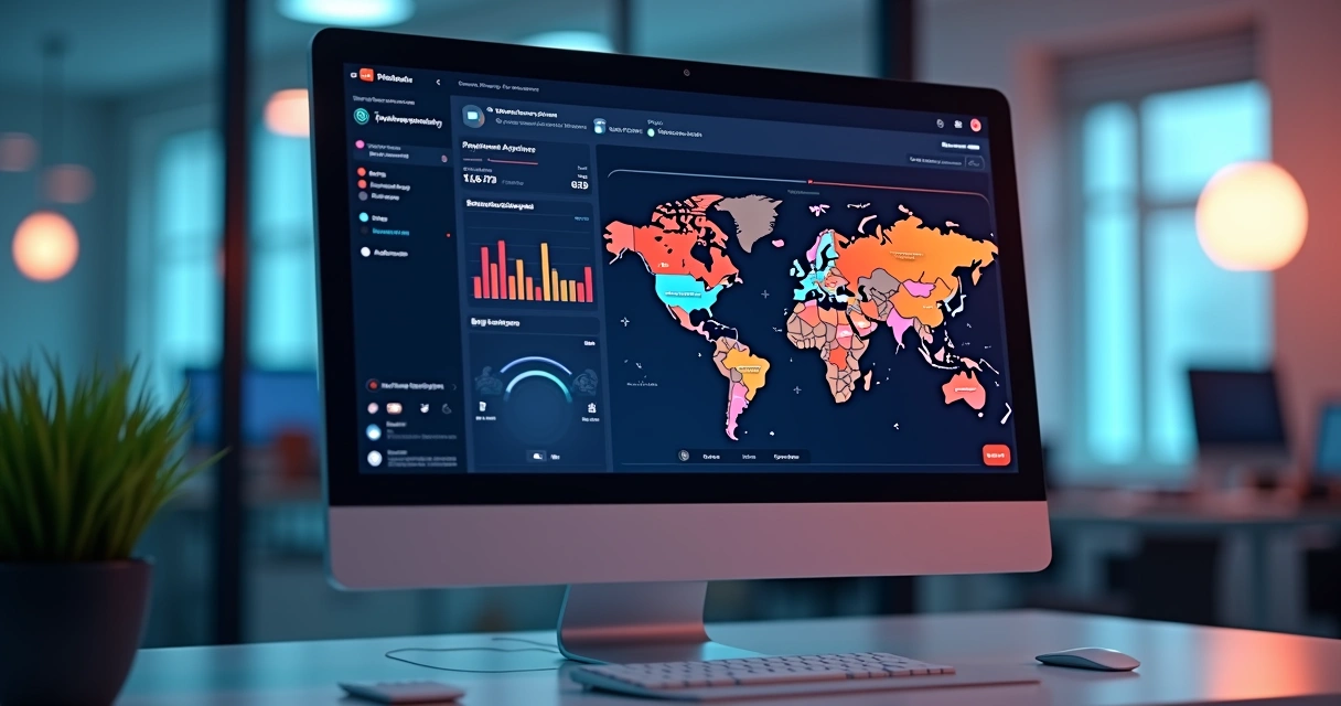 Dashboard colorido com alertas em tempo real de processador de pagamentos 