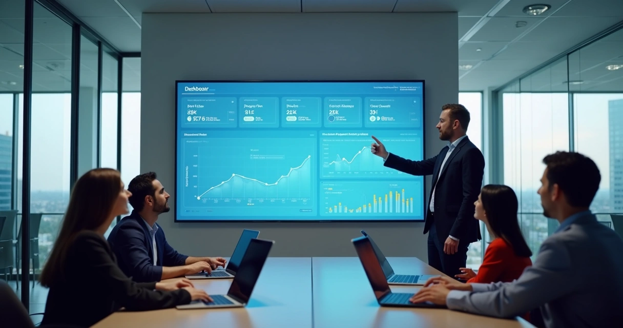 Dashboard digital com indicadores de desempenho de processos