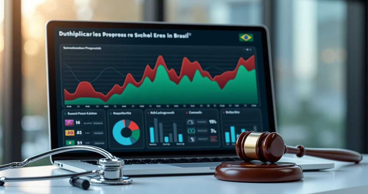 Dashboard com estatísticas de processos judiciais por erro médico no Brasil 
