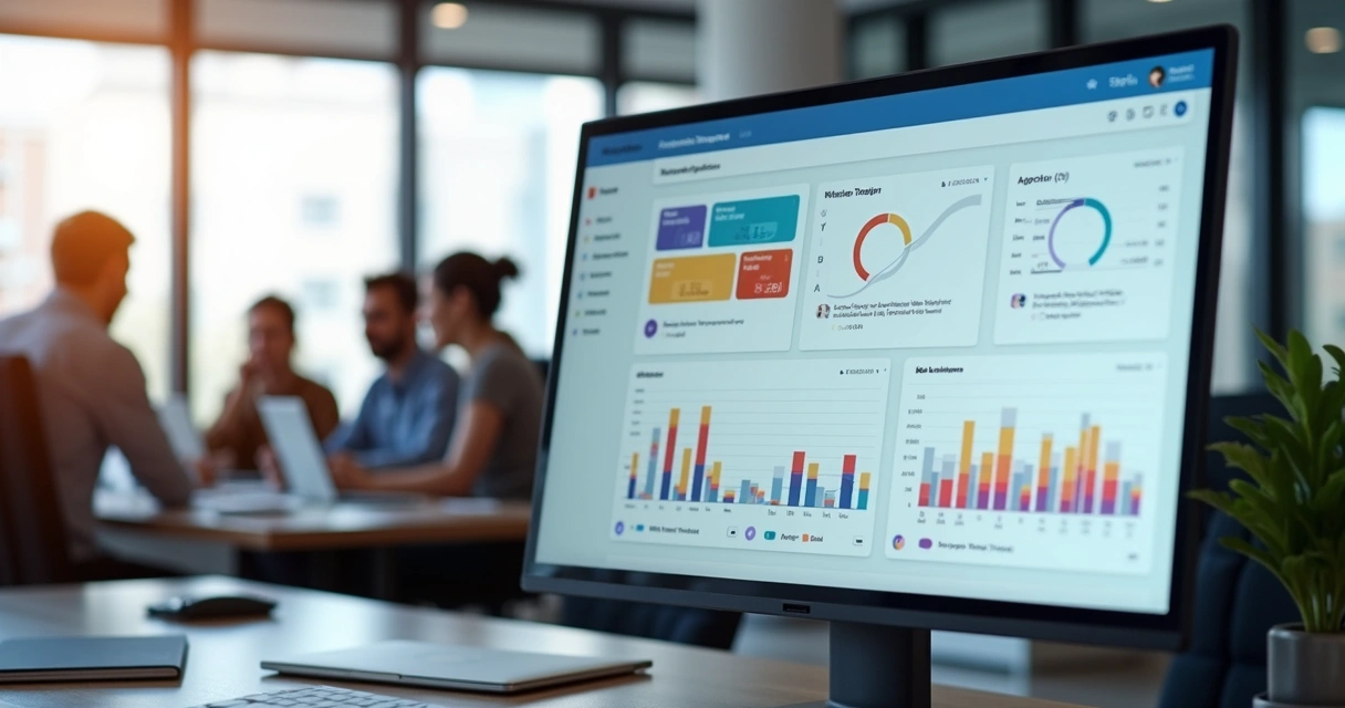 Dashboard em tempo real mostrando progresso do time na plataforma de OKR 