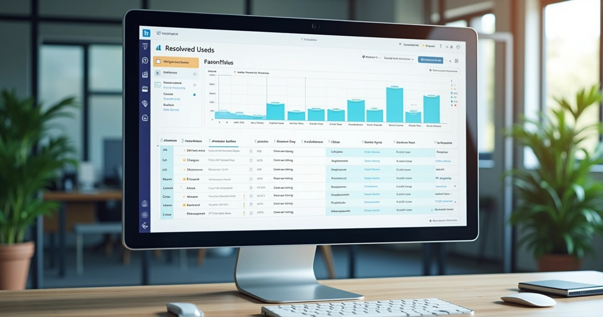Painel digital mostrando projetos de ERP integrados na nuvem 