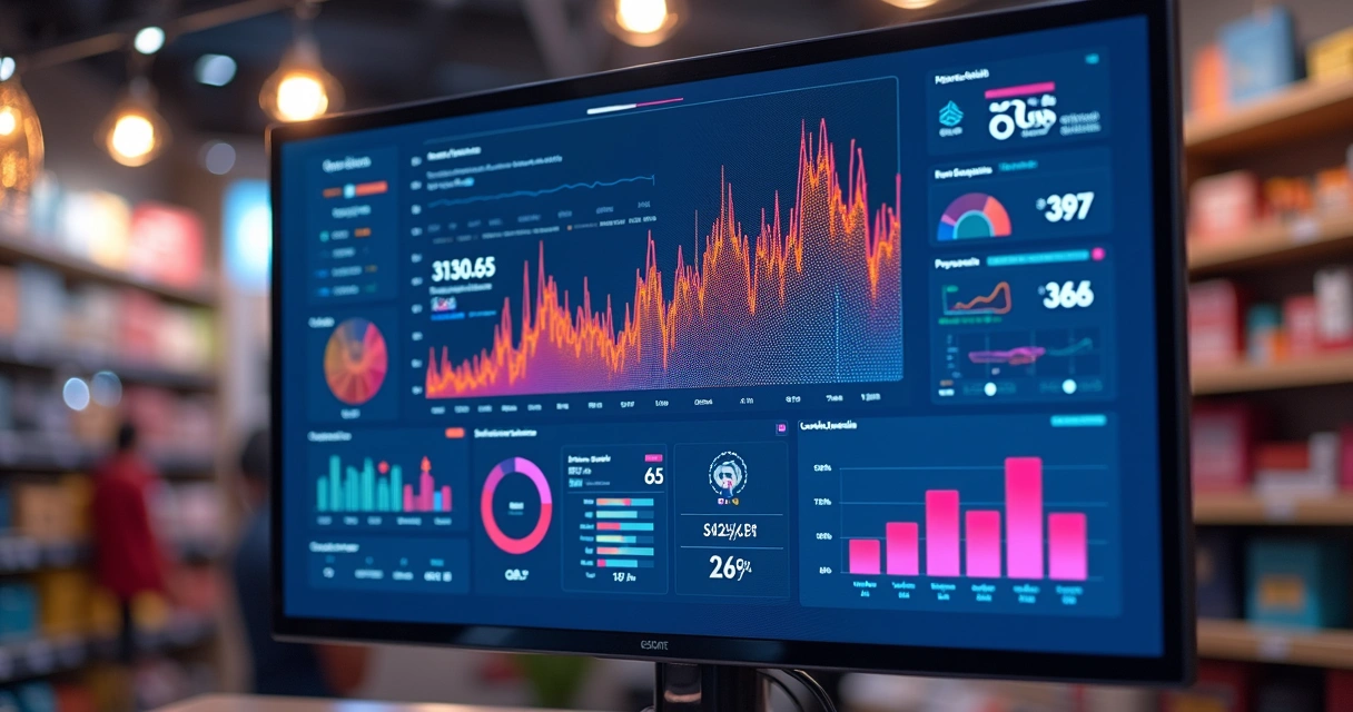 Painel de promoções em tempo real com IA em loja varejista 