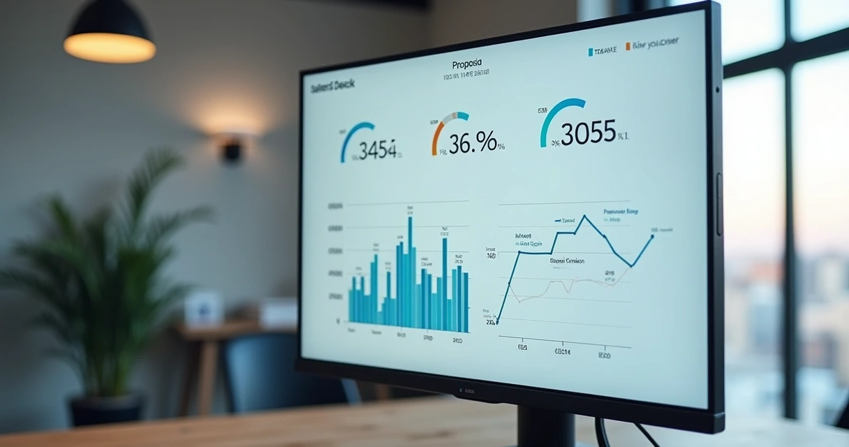 Dashboard de vendas exibindo taxa de conversão de propostas. 