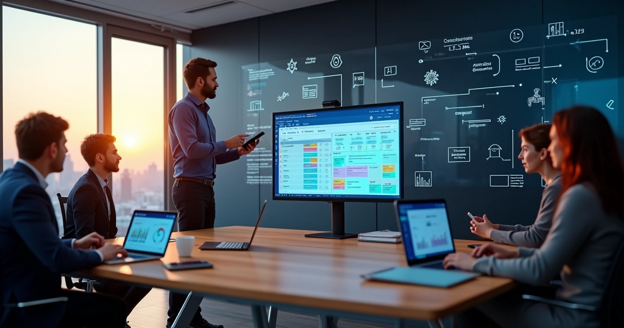 Dashboard de CRM com IA organizando contatos e negócios em vendas B2B 