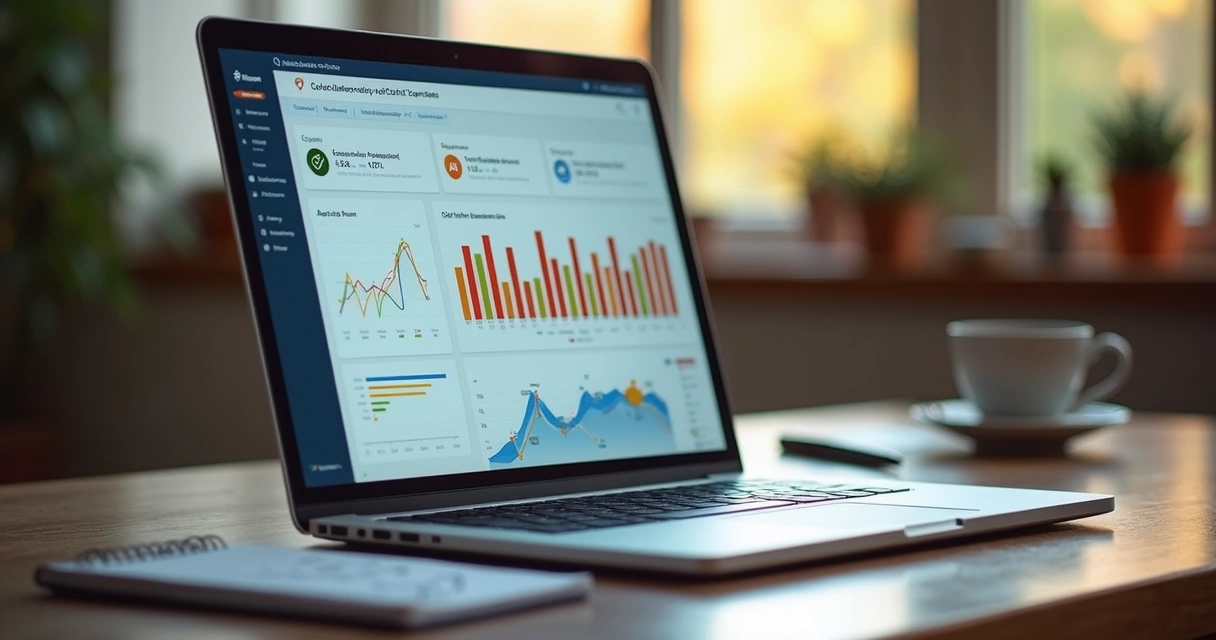 Dashboard de análise de redes sociais em notebook 