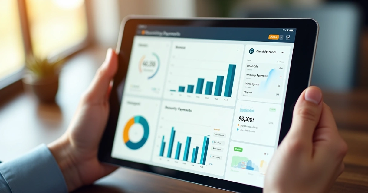 Tela de dashboard com relatórios financeiros de cobrança recorrente 