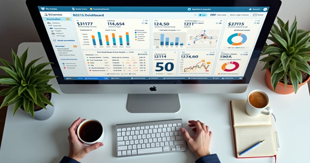 Tela de dashboard com gráficos e relatórios de ocupação de hotel 