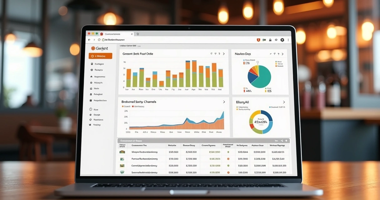 Dashboard de restaurante com relatórios de vendas integrados