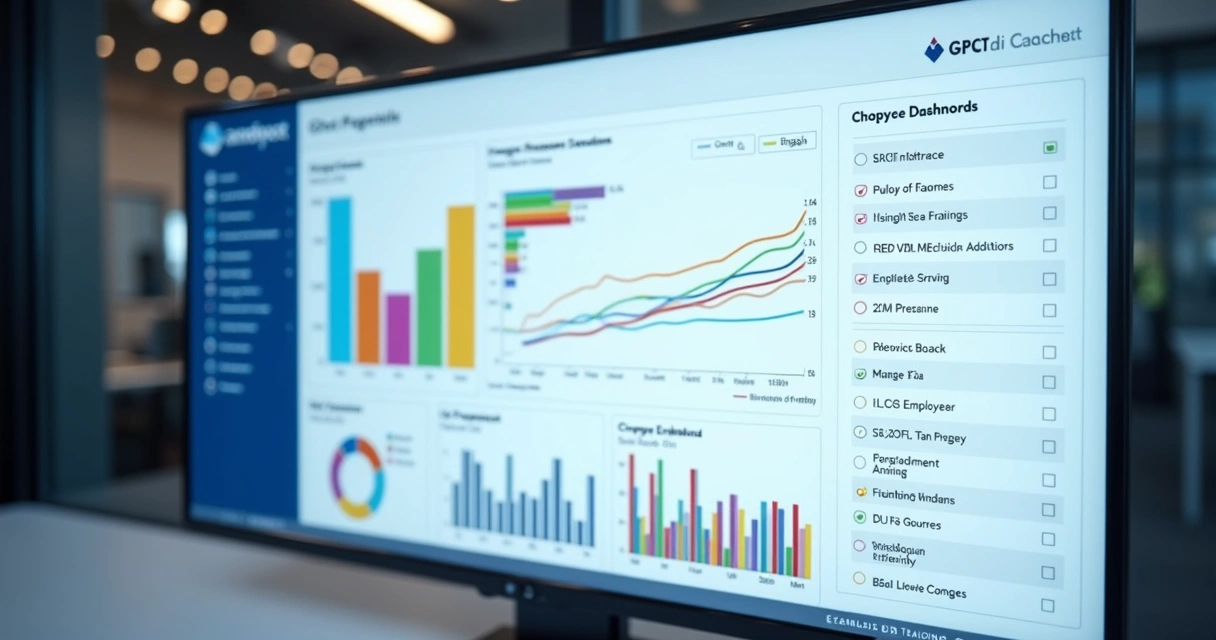Painel de gestão de relatórios de treinamento com gráficos de progresso e lista de alunos