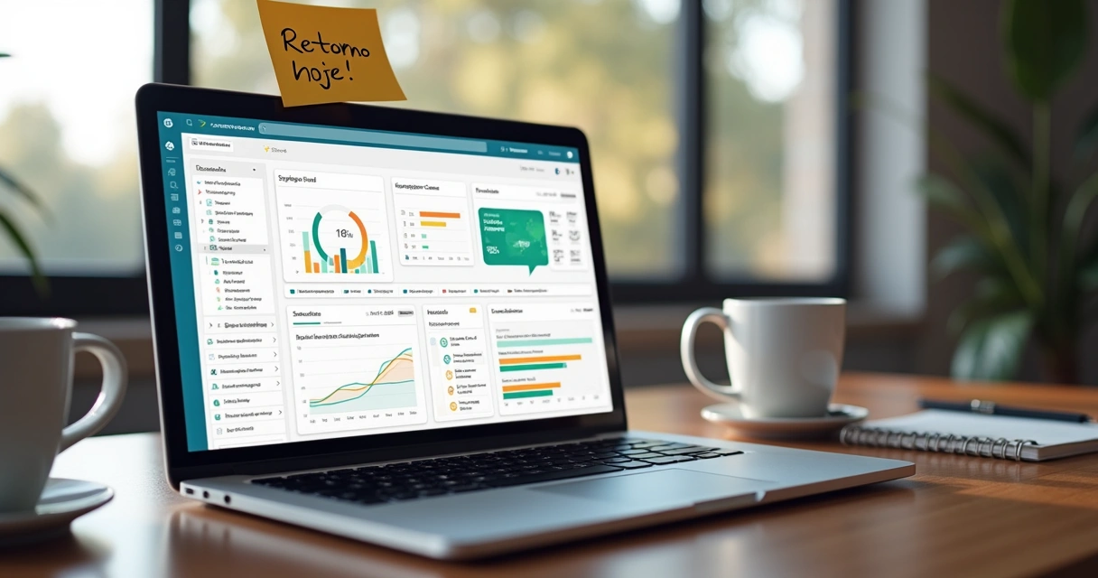 Tela de CRM mostrando relatórios e pipeline simples 