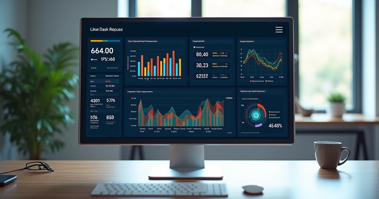 Dashboard digital apresentando relatórios de desempenho comercial 