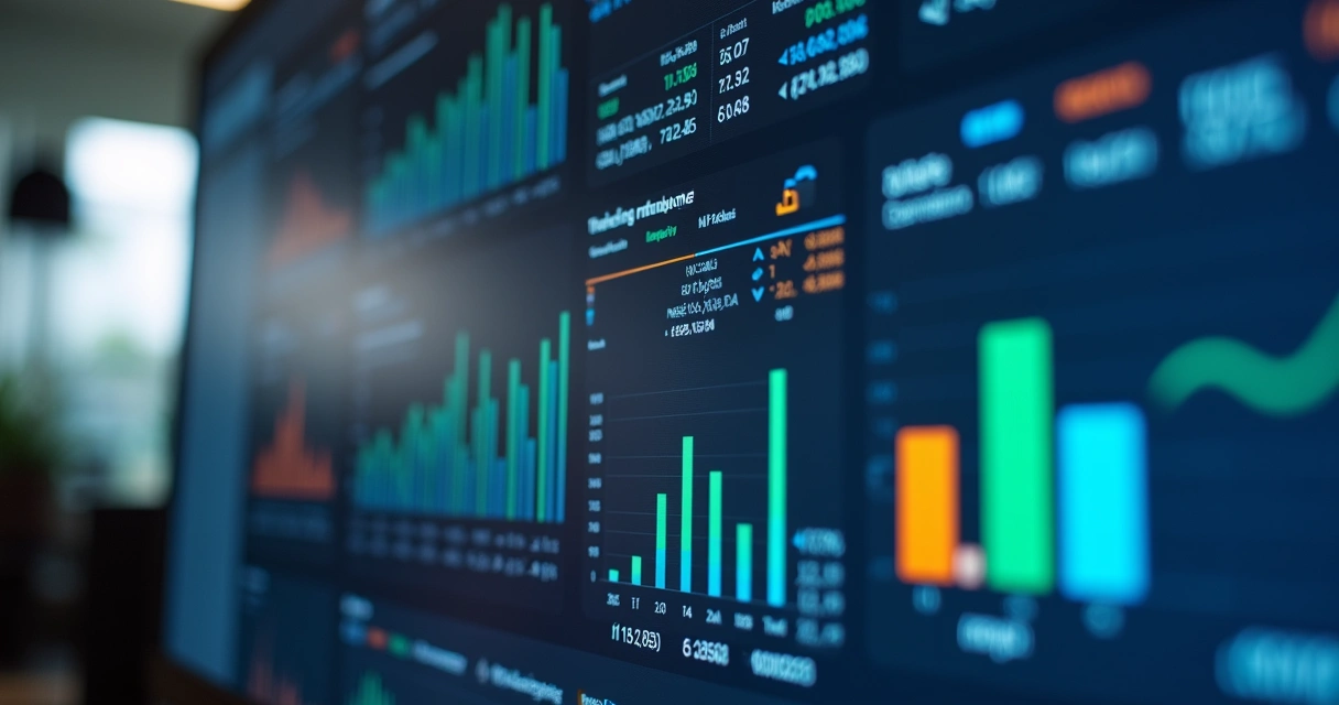 Dashboard digital com gráficos de relatórios financeiros em tempo real 