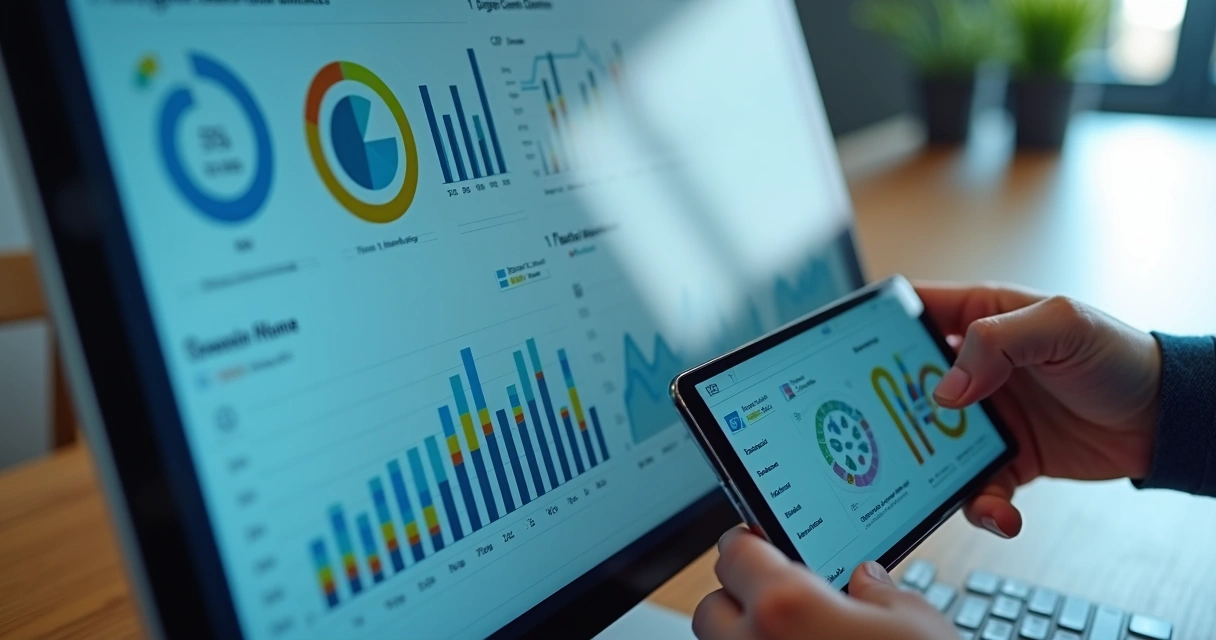 Dashboard de relatórios de gestão em múltiplos dispositivos 