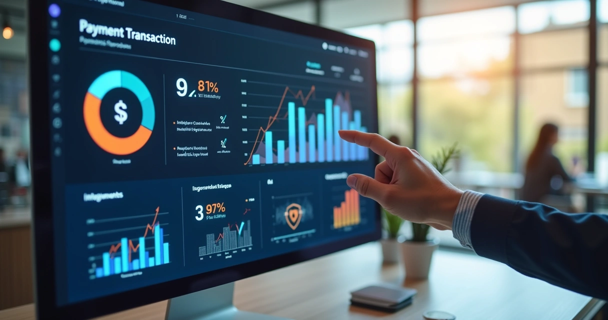 Painel de relatórios com gráficos coloridos 