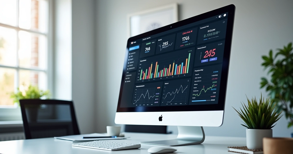 Dashboard digital com gráficos de rentabilidade de empresa 