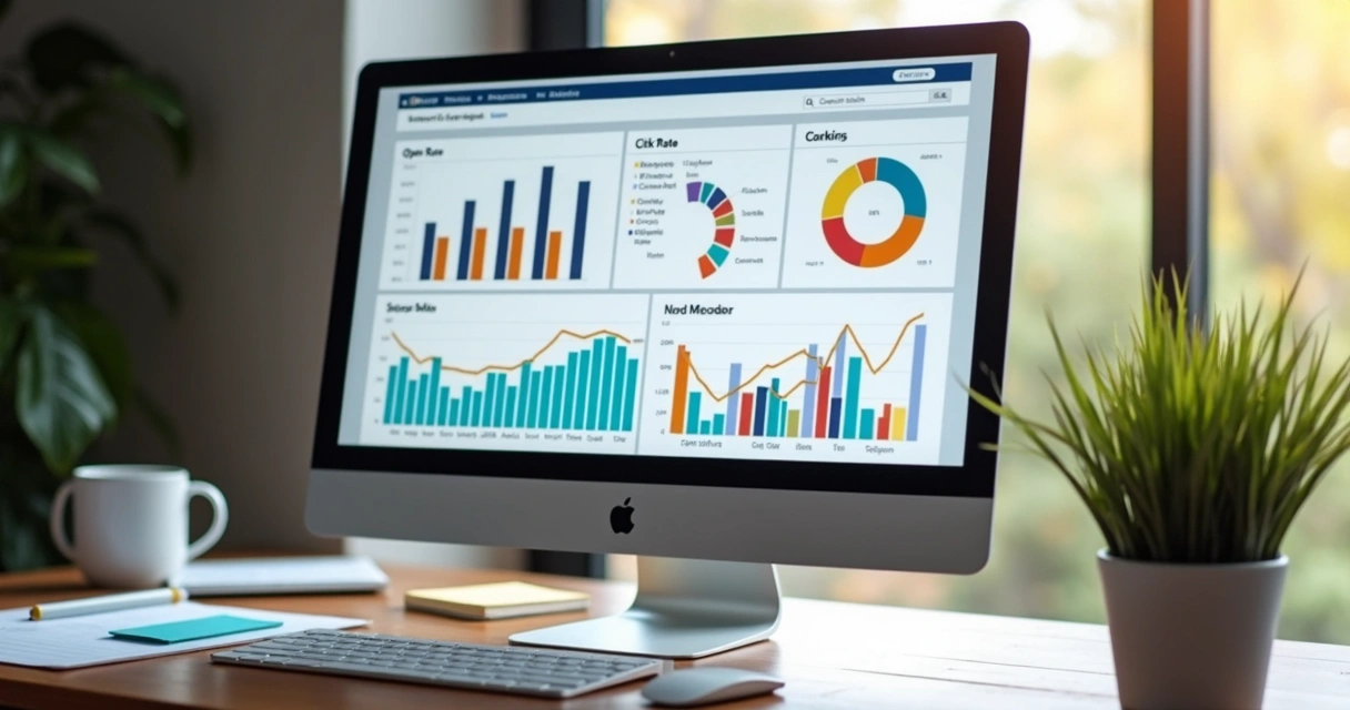 Dashboard digital mostrando resultados de campanha de notificação proativa