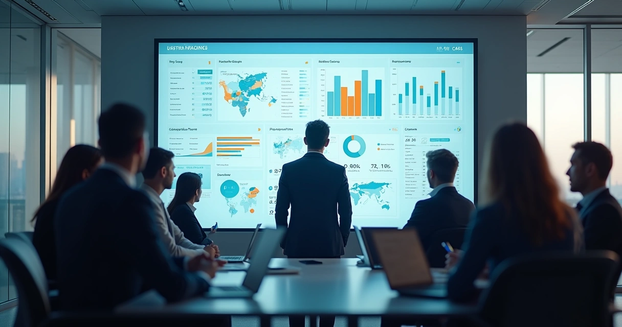 Dashboard de resultados exibido em monitor para equipe.